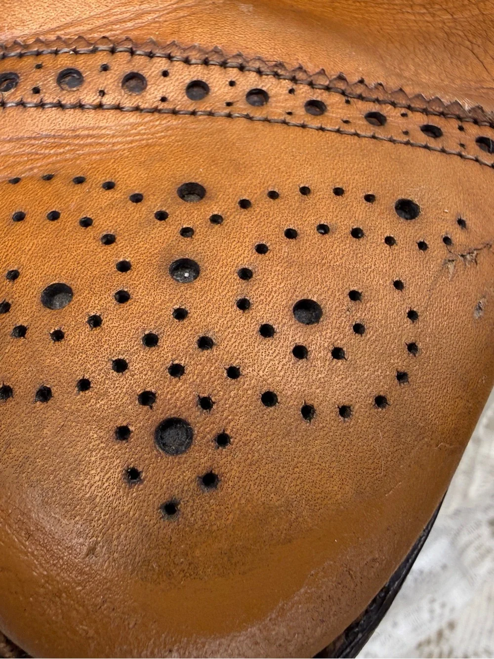 Allen Edmonds Cognac Brown Brogue Cap-Toe Oxfords